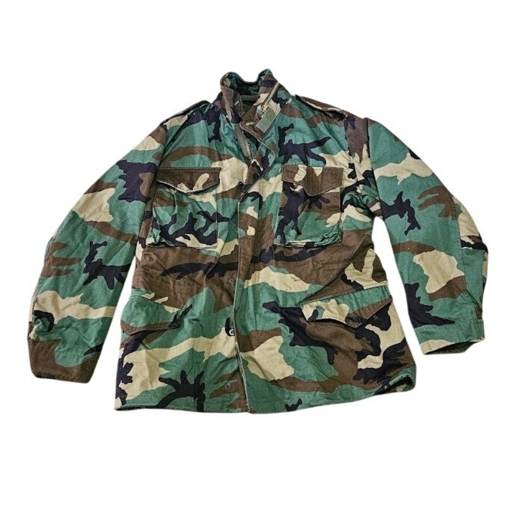 VTG US Army M65 Field Jacket Woodland Camo Men Medium with Liner Military